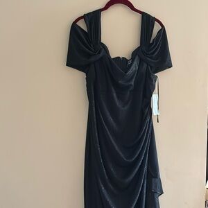 NWT Alex Evenings long black shimmer gown, size 18